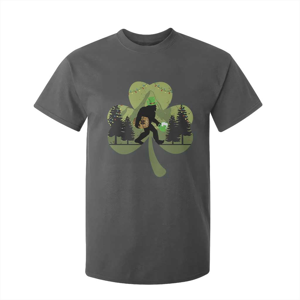 St Patricks Day Bigfoot T Shirt For Kid Sasquatch Irish Beer Lovers Shamrock Clover Leaf TS10 Dark Heather Print Your Wear