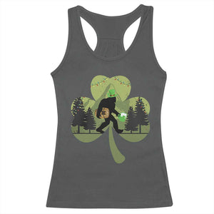 St Patricks Day Bigfoot Racerback Tank Top Sasquatch Irish Beer Lovers Shamrock Clover Leaf TS10 Dark Heather Print Your Wear