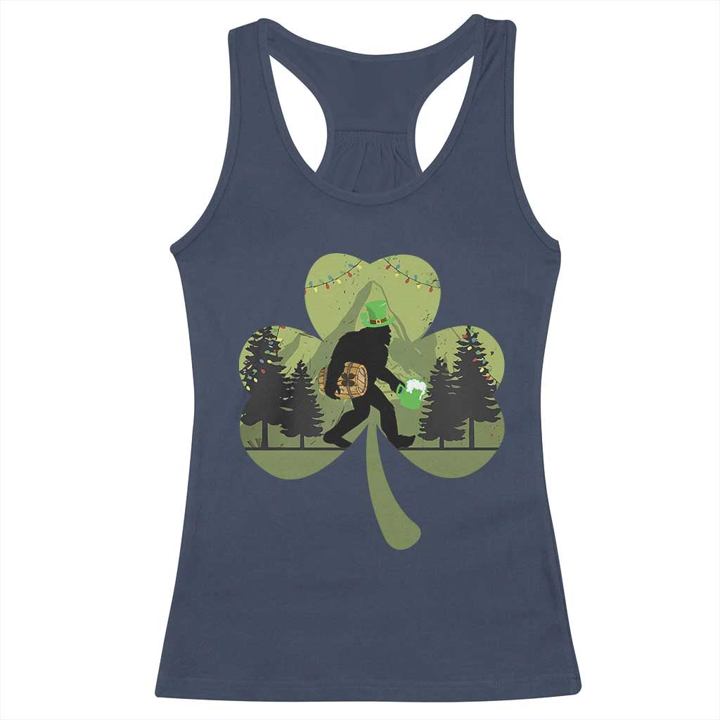St Patricks Day Bigfoot Racerback Tank Top Sasquatch Irish Beer Lovers Shamrock Clover Leaf TS10 Navy Print Your Wear