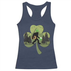 St Patricks Day Bigfoot Racerback Tank Top Sasquatch Irish Beer Lovers Shamrock Clover Leaf TS10 Navy Print Your Wear