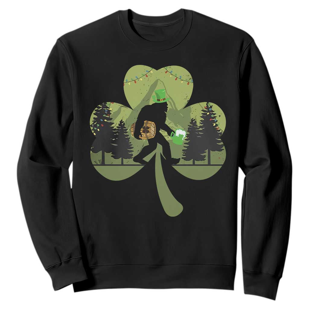 St Patricks Day Bigfoot Sweatshirt Sasquatch Irish Beer Lovers Shamrock Clover Leaf TS10 Black Print Your Wear