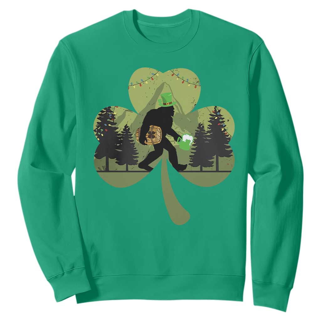 St Patricks Day Bigfoot Sweatshirt Sasquatch Irish Beer Lovers Shamrock Clover Leaf TS10 Irish Green Print Your Wear