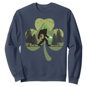 St Patricks Day Bigfoot Sweatshirt Sasquatch Irish Beer Lovers Shamrock Clover Leaf TS10 Navy Print Your Wear