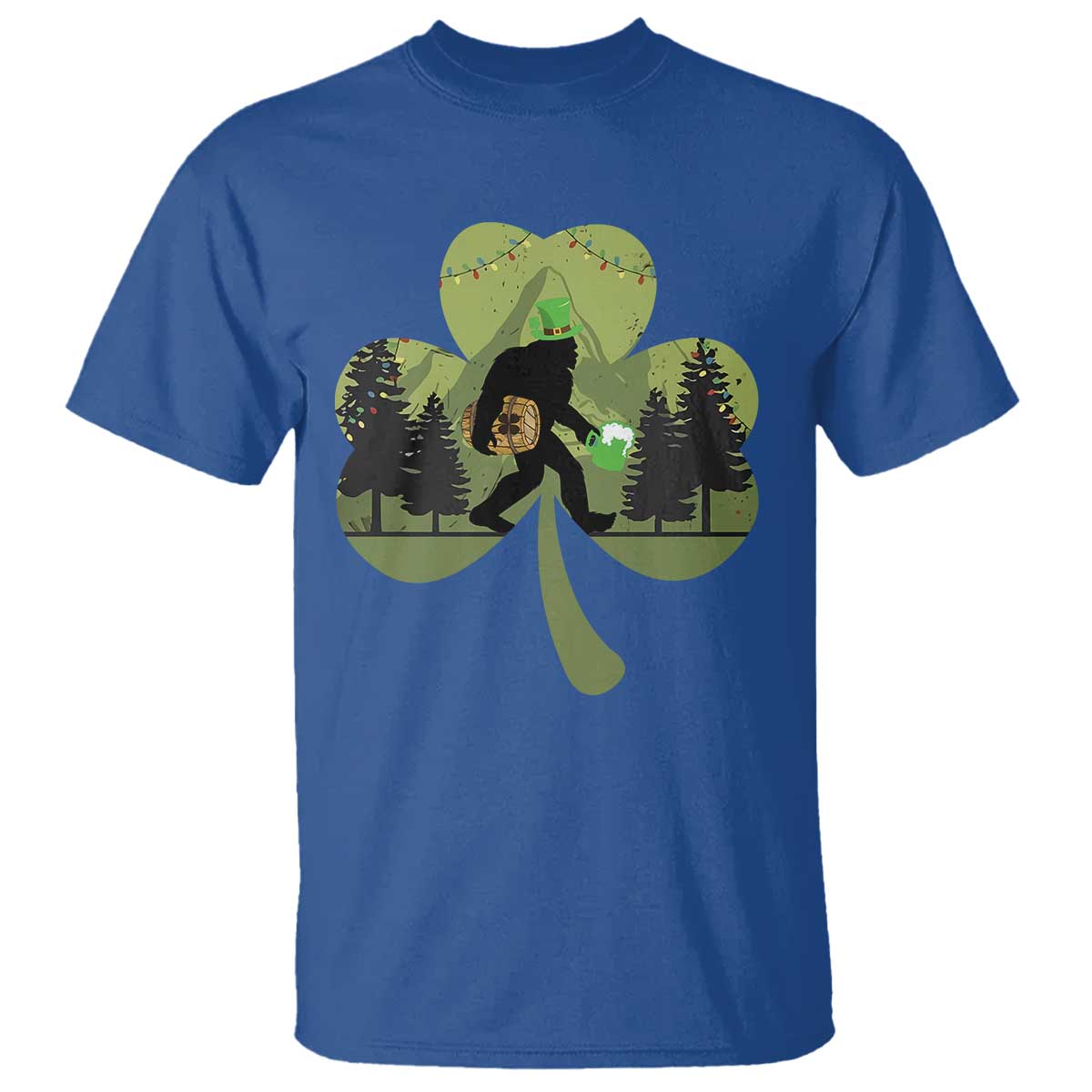 St Patricks Day Bigfoot T Shirt Sasquatch Irish Beer Lovers Shamrock Clover Leaf TS10 Royal Blue Print Your Wear