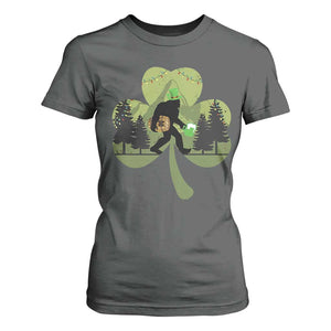 St Patricks Day Bigfoot T Shirt For Women Sasquatch Irish Beer Lovers Shamrock Clover Leaf TS10 Dark Heather Print Your Wear