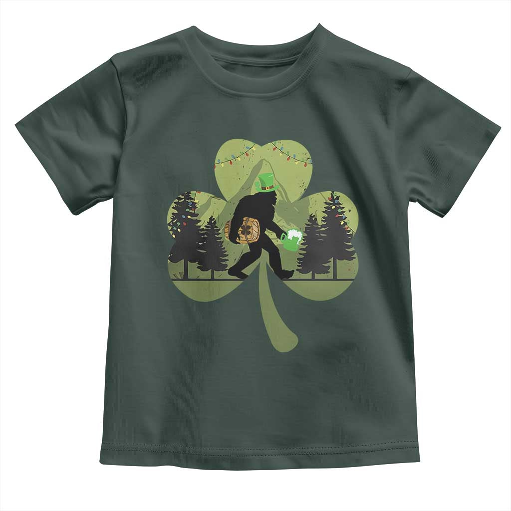 St Patricks Day Bigfoot Toddler T Shirt Sasquatch Irish Beer Lovers Shamrock Clover Leaf TS10 Dark Forest Green Print Your Wear