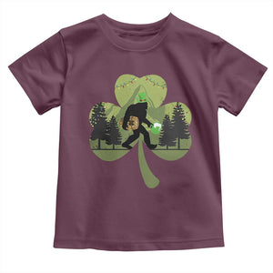 St Patricks Day Bigfoot Toddler T Shirt Sasquatch Irish Beer Lovers Shamrock Clover Leaf TS10 Maroon Print Your Wear