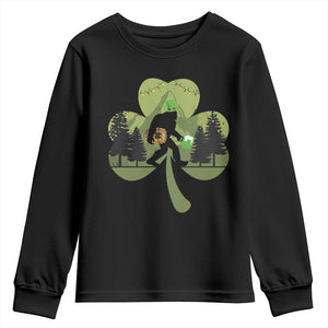 St Patricks Day Bigfoot Youth Sweatshirt Sasquatch Irish Beer Lovers Shamrock Clover Leaf TS10 Black Print Your Wear