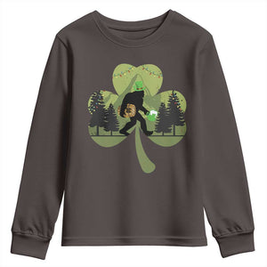 St Patricks Day Bigfoot Youth Sweatshirt Sasquatch Irish Beer Lovers Shamrock Clover Leaf TS10 Dark Chocolate Print Your Wear