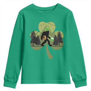 St Patricks Day Bigfoot Youth Sweatshirt Sasquatch Irish Beer Lovers Shamrock Clover Leaf TS10 Irish Green Print Your Wear