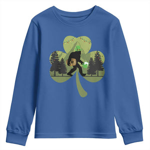 St Patricks Day Bigfoot Youth Sweatshirt Sasquatch Irish Beer Lovers Shamrock Clover Leaf TS10 Royal Blue Print Your Wear