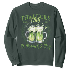 Irish Cat Eating Ramen Noodles Cute Anime St Patrick's Day Sweatshirt The Lucky Club TS10 Dark Forest Green Print Your Wear