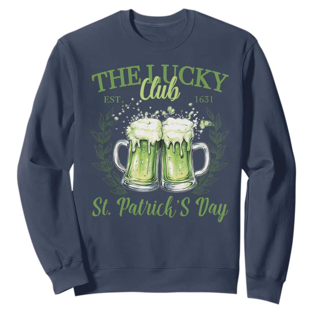 Irish Cat Eating Ramen Noodles Cute Anime St Patrick's Day Sweatshirt The Lucky Club TS10 Navy Print Your Wear