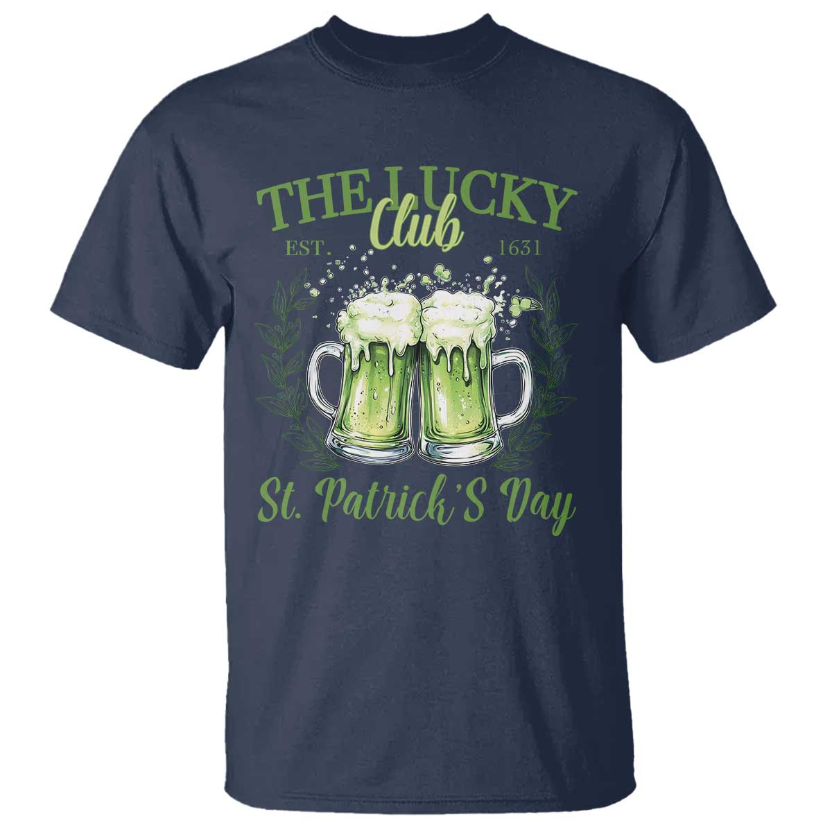 Irish Cat Eating Ramen Noodles Cute Anime St Patrick's Day T Shirt The Lucky Club TS10 Navy Print Your Wear