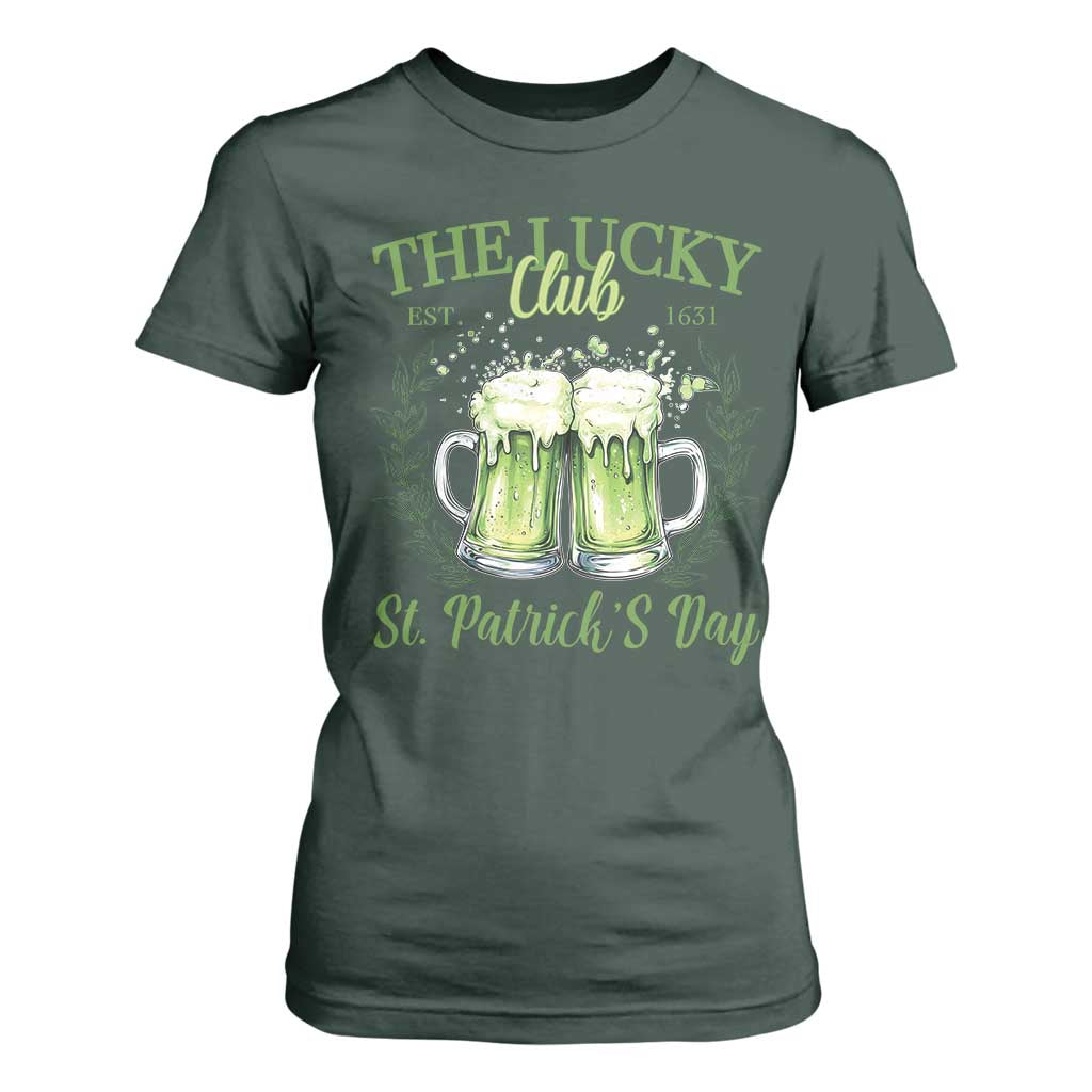 Irish Cat Eating Ramen Noodles Cute Anime St Patrick's Day T Shirt For Women The Lucky Club TS10 Dark Forest Green Print Your Wear