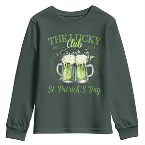 Irish Cat Eating Ramen Noodles Cute Anime St Patrick's Day Youth Sweatshirt The Lucky Club TS10 Dark Forest Green Print Your Wear