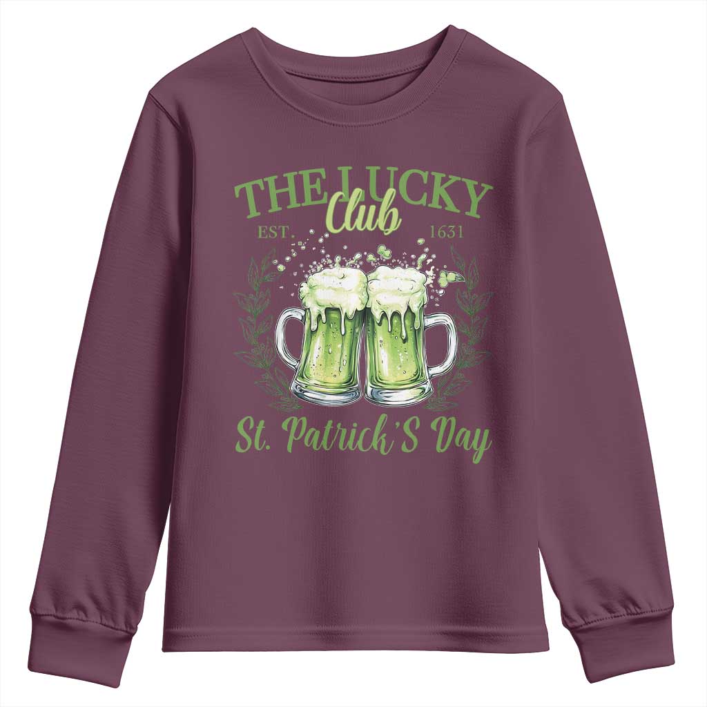 Irish Cat Eating Ramen Noodles Cute Anime St Patrick's Day Youth Sweatshirt The Lucky Club TS10 Maroon Print Your Wear