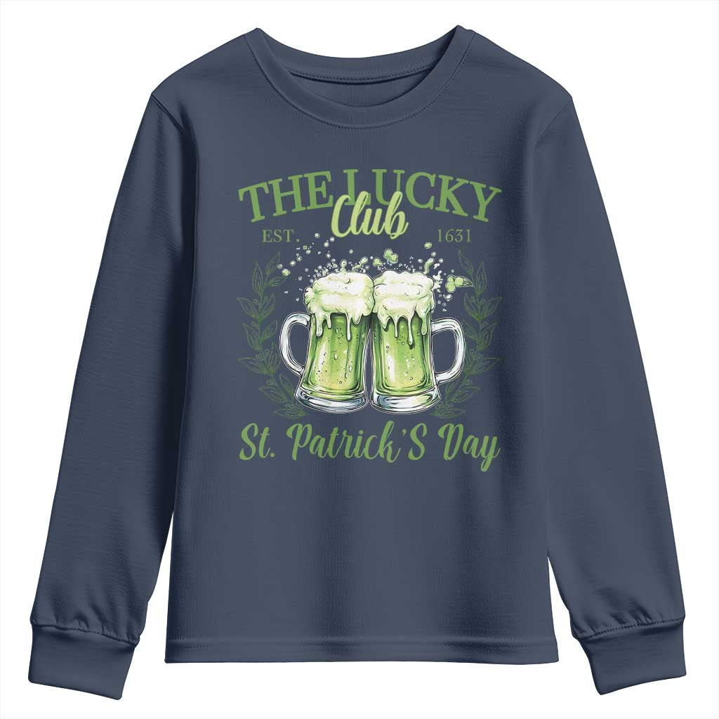 Irish Cat Eating Ramen Noodles Cute Anime St Patrick's Day Youth Sweatshirt The Lucky Club TS10 Navy Print Your Wear