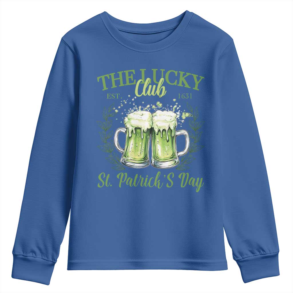 Irish Cat Eating Ramen Noodles Cute Anime St Patrick's Day Youth Sweatshirt The Lucky Club TS10 Royal Blue Print Your Wear