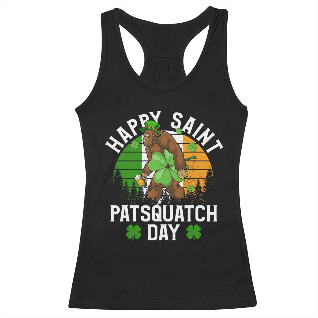 St Patricks Day Bigfoot Racerback Tank Top Irish Shamrock Sasquatch Beer Lovers TS10 Black Print Your Wear