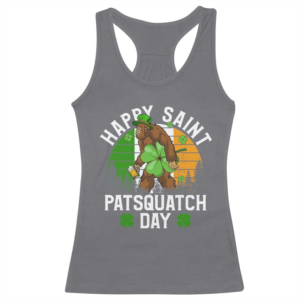 St Patricks Day Bigfoot Racerback Tank Top Irish Shamrock Sasquatch Beer Lovers TS10 Charcoal Print Your Wear