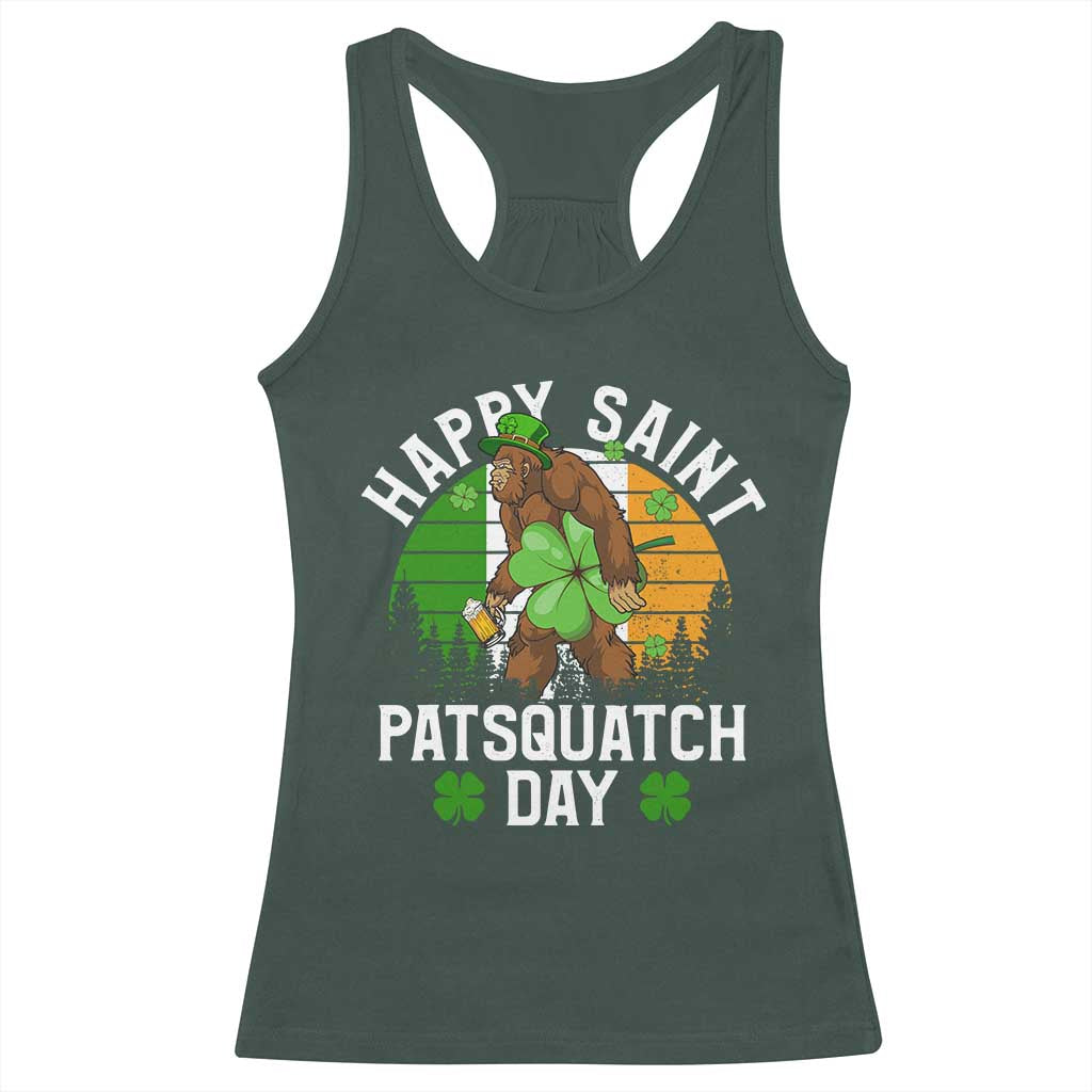 St Patricks Day Bigfoot Racerback Tank Top Irish Shamrock Sasquatch Beer Lovers TS10 Dark Forest Green Print Your Wear