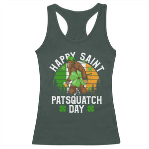 St Patricks Day Bigfoot Racerback Tank Top Irish Shamrock Sasquatch Beer Lovers TS10 Dark Forest Green Print Your Wear