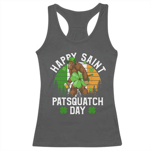 St Patricks Day Bigfoot Racerback Tank Top Irish Shamrock Sasquatch Beer Lovers TS10 Dark Heather Print Your Wear