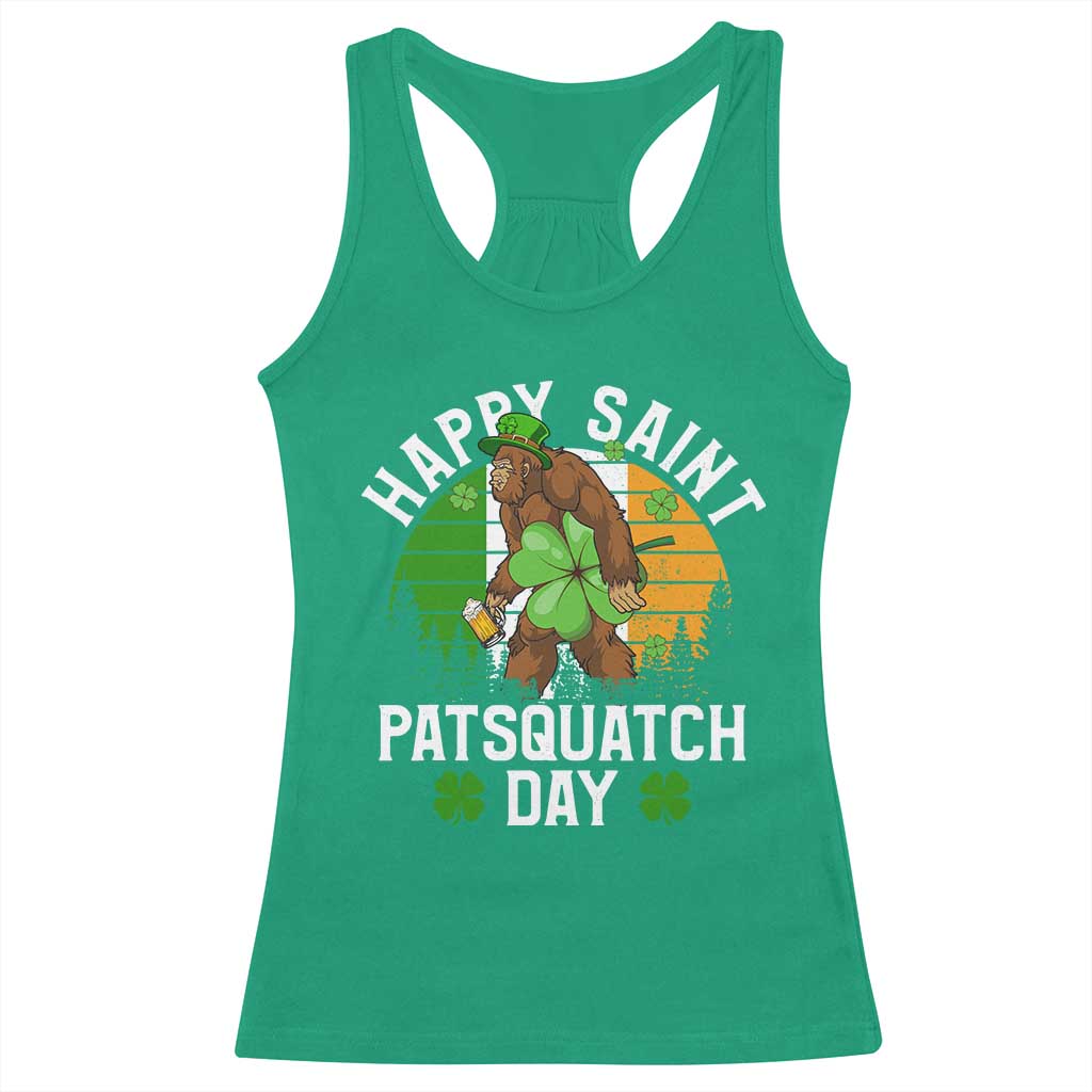 St Patricks Day Bigfoot Racerback Tank Top Irish Shamrock Sasquatch Beer Lovers TS10 Irish Green Print Your Wear