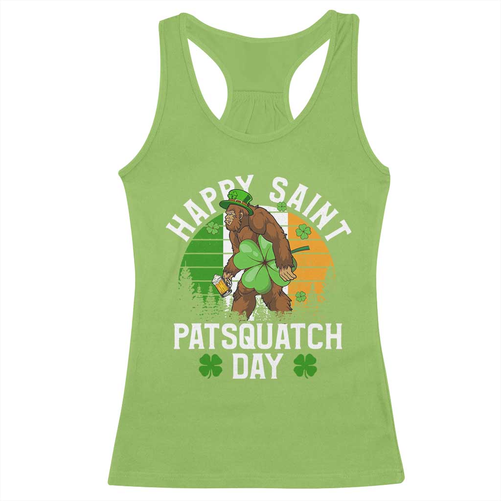 St Patricks Day Bigfoot Racerback Tank Top Irish Shamrock Sasquatch Beer Lovers TS10 Lime Print Your Wear