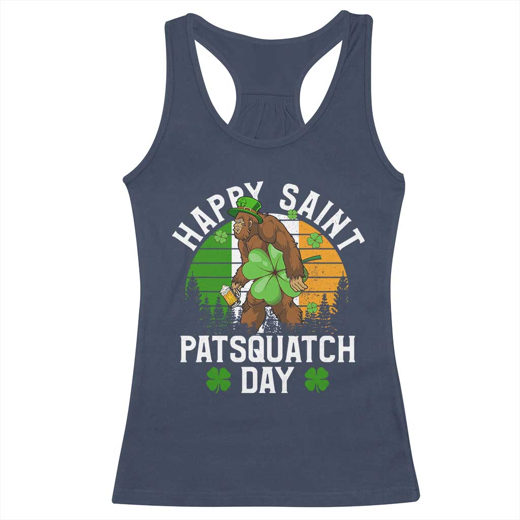 St Patricks Day Bigfoot Racerback Tank Top Irish Shamrock Sasquatch Beer Lovers TS10 Navy Print Your Wear