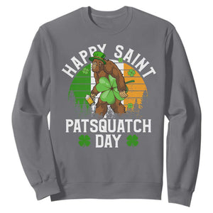 St Patricks Day Bigfoot Sweatshirt Irish Shamrock Sasquatch Beer Lovers TS10 Charcoal Print Your Wear