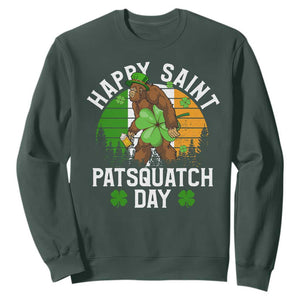 St Patricks Day Bigfoot Sweatshirt Irish Shamrock Sasquatch Beer Lovers TS10 Dark Forest Green Print Your Wear