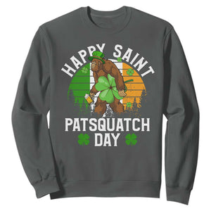 St Patricks Day Bigfoot Sweatshirt Irish Shamrock Sasquatch Beer Lovers TS10 Dark Heather Print Your Wear