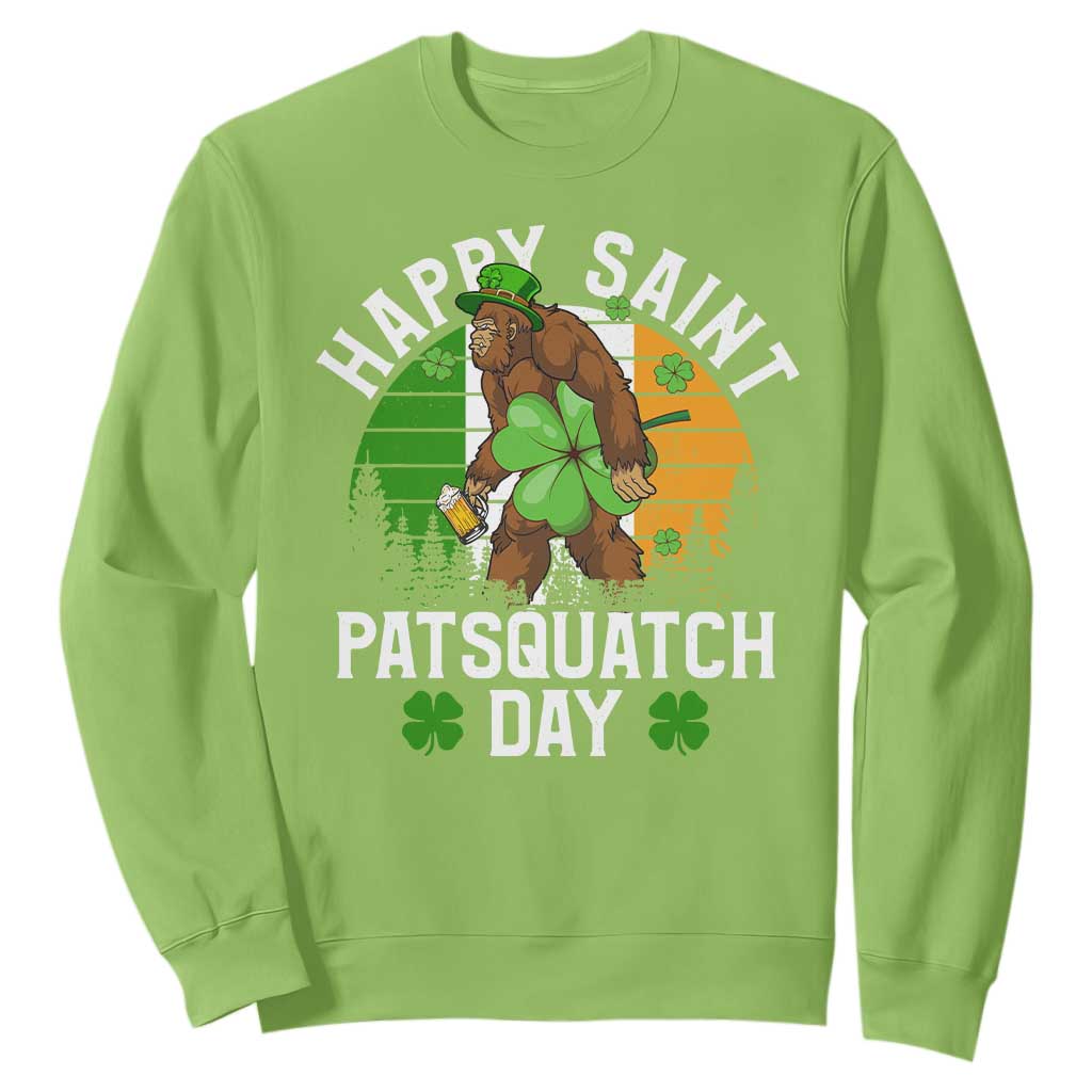 St Patricks Day Bigfoot Sweatshirt Irish Shamrock Sasquatch Beer Lovers TS10 Lime Print Your Wear