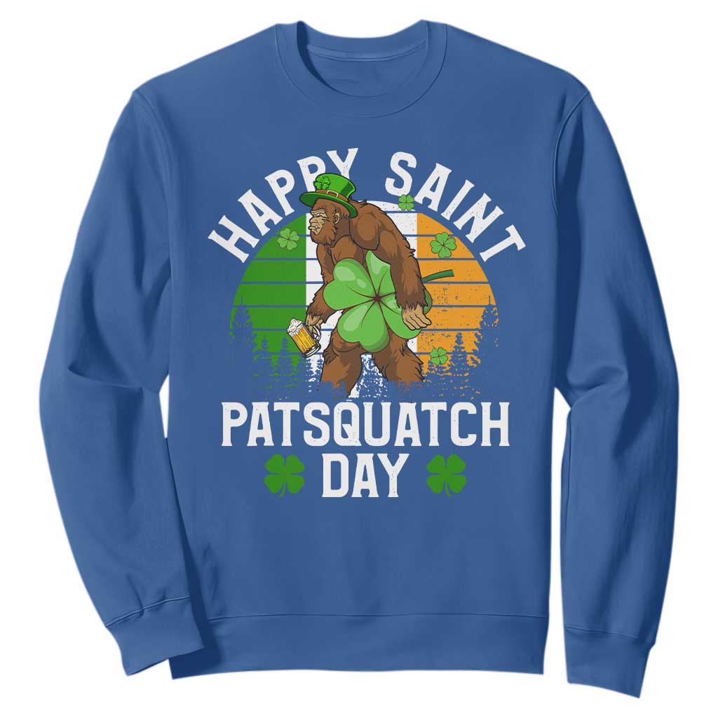 St Patricks Day Bigfoot Sweatshirt Irish Shamrock Sasquatch Beer Lovers TS10 Royal Blue Print Your Wear