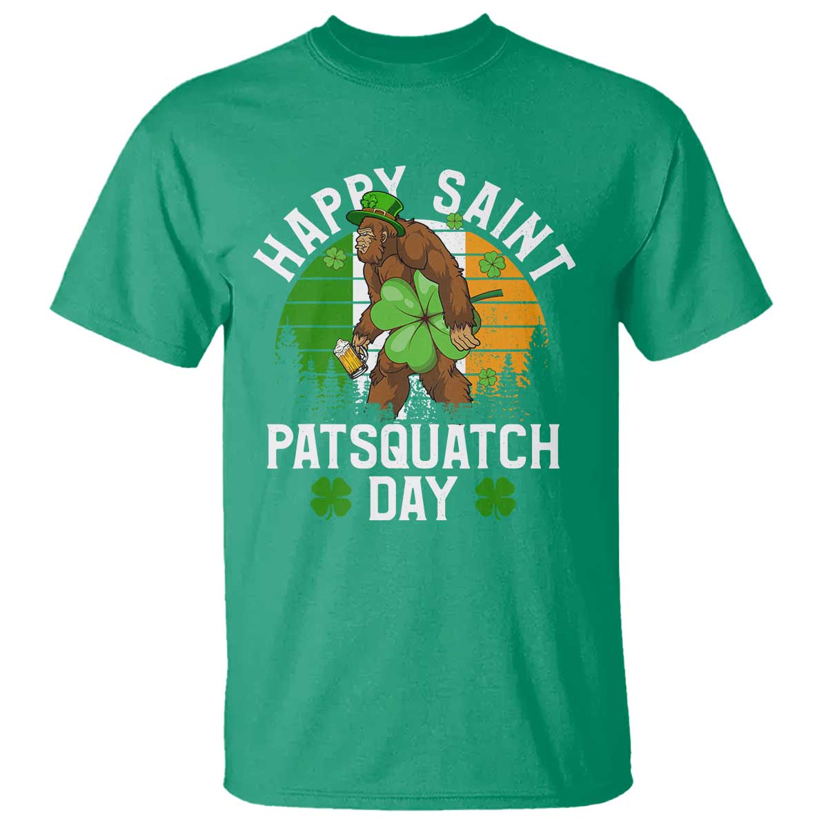 St Patricks Day Bigfoot T Shirt Irish Shamrock Sasquatch Beer Lovers TS10 Irish Green Print Your Wear