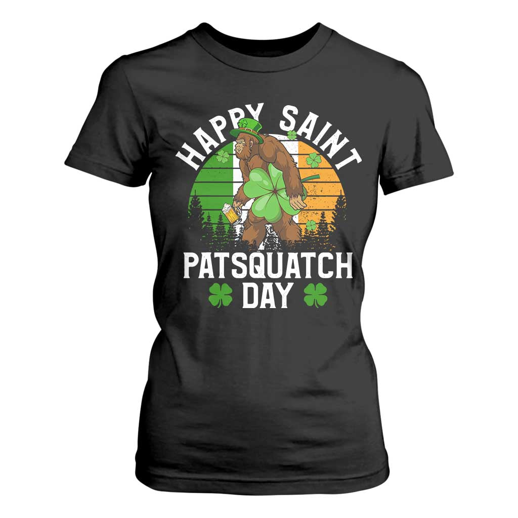 St Patricks Day Bigfoot T Shirt For Women Irish Shamrock Sasquatch Beer Lovers TS10 Black Print Your Wear