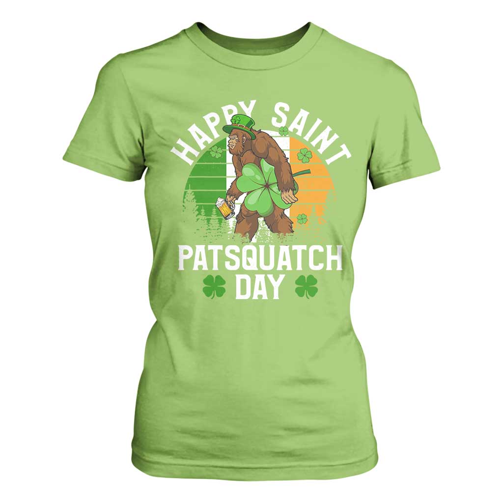 St Patricks Day Bigfoot T Shirt For Women Irish Shamrock Sasquatch Beer Lovers TS10 Lime Print Your Wear