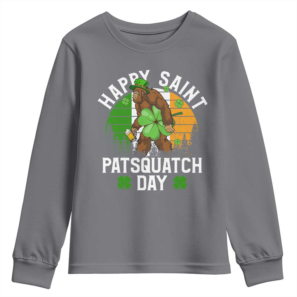 St Patricks Day Bigfoot Youth Sweatshirt Irish Shamrock Sasquatch Beer Lovers TS10 Charcoal Print Your Wear