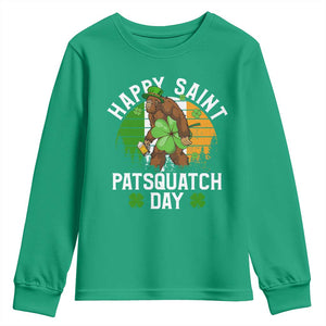 St Patricks Day Bigfoot Youth Sweatshirt Irish Shamrock Sasquatch Beer Lovers TS10 Irish Green Print Your Wear