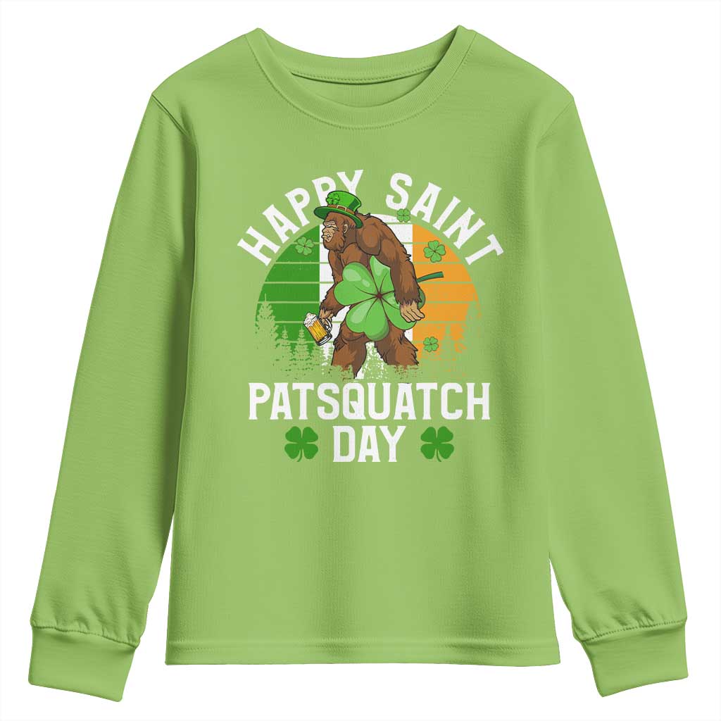 St Patricks Day Bigfoot Youth Sweatshirt Irish Shamrock Sasquatch Beer Lovers TS10 Lime Print Your Wear