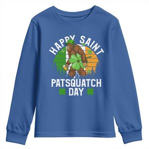 St Patricks Day Bigfoot Youth Sweatshirt Irish Shamrock Sasquatch Beer Lovers TS10 Royal Blue Print Your Wear
