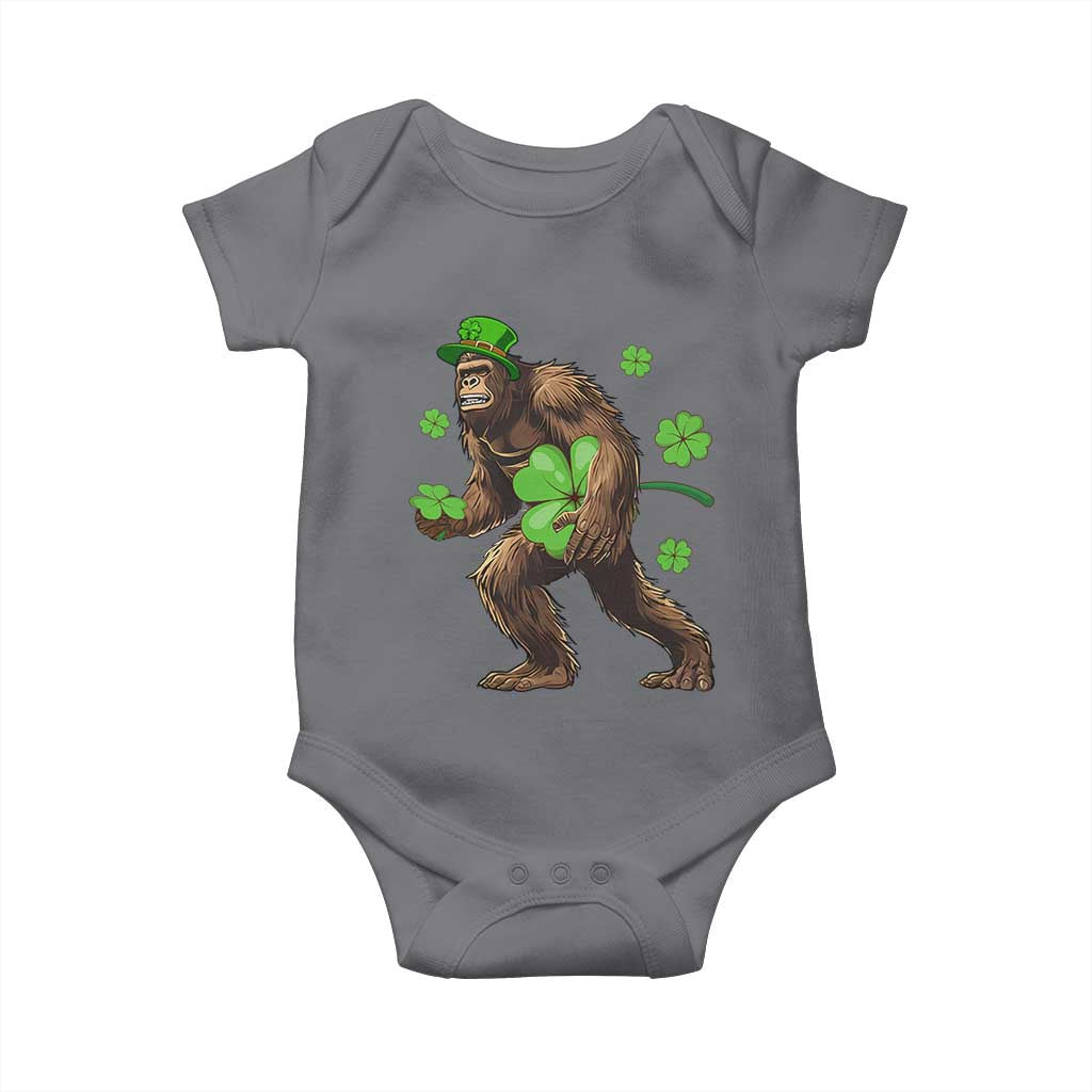 St Patricks Day Bigfoot Baby Onesie Funny Sasquatch Shamrock TS10 Charcoal Print Your Wear