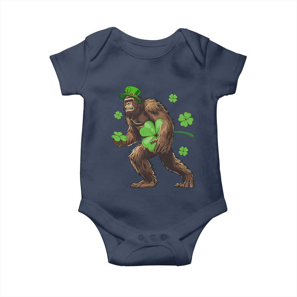 St Patricks Day Bigfoot Baby Onesie Funny Sasquatch Shamrock TS10 Navy Print Your Wear