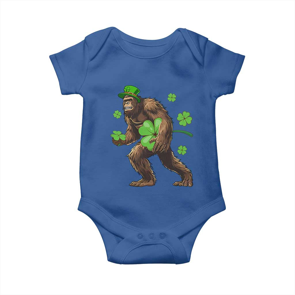 St Patricks Day Bigfoot Baby Onesie Funny Sasquatch Shamrock TS10 Royal Blue Print Your Wear