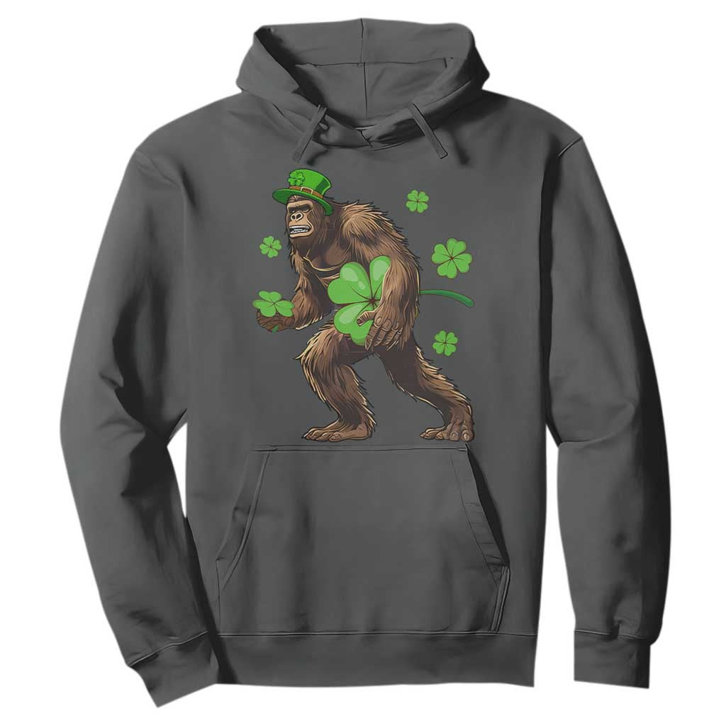 St Patricks Day Bigfoot Hoodie Funny Sasquatch Shamrock TS10 Dark Heather Print Your Wear