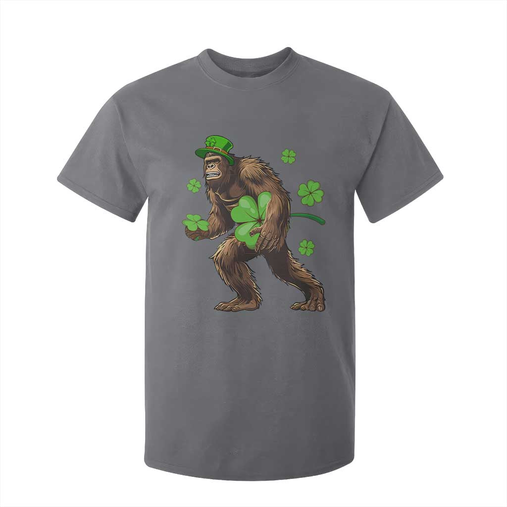 St Patricks Day Bigfoot T Shirt For Kid Funny Sasquatch Shamrock TS10 Charcoal Print Your Wear