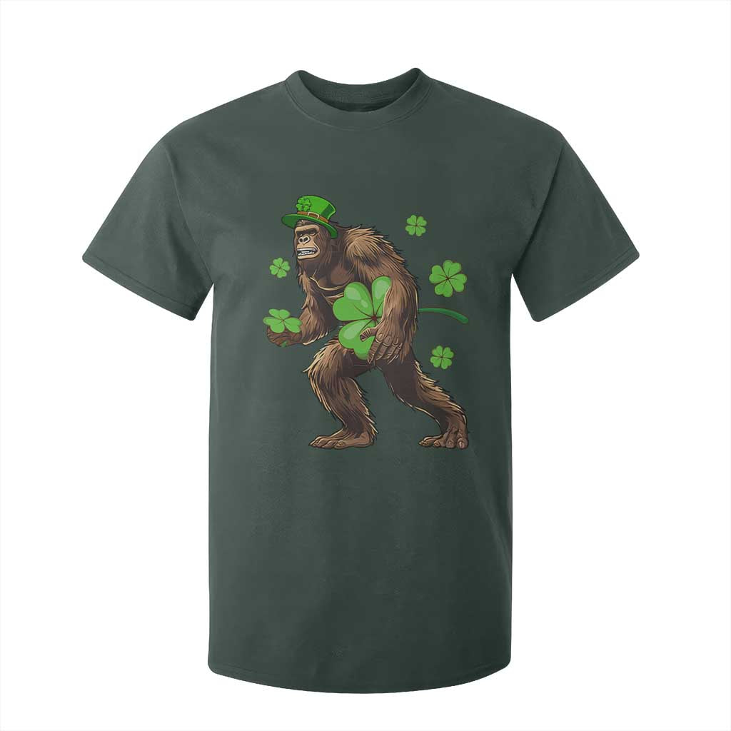 St Patricks Day Bigfoot T Shirt For Kid Funny Sasquatch Shamrock TS10 Dark Forest Green Print Your Wear