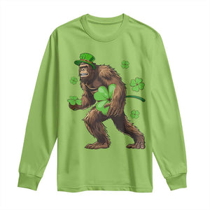 St Patricks Day Bigfoot Long Sleeve Shirt Funny Sasquatch Shamrock TS10 Lime Print Your Wear